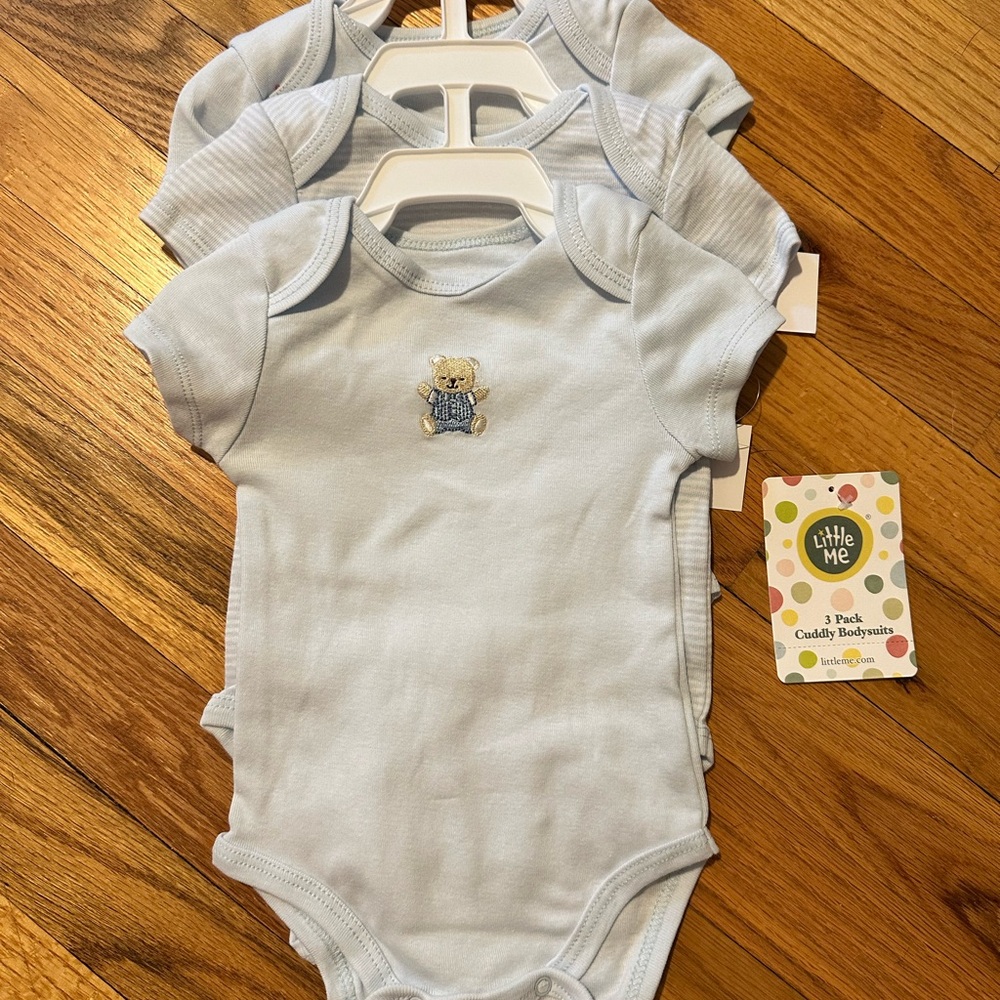 Little Me 3-Pack Cuddly Bodysuits – Size 3 Months (NWT)